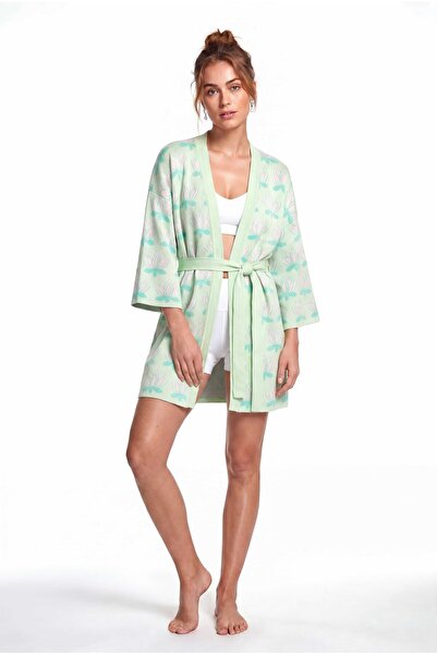 Peraluna Urban Lotus Kimono, İnce Yazlık Kadın Kimono - Mint Multi