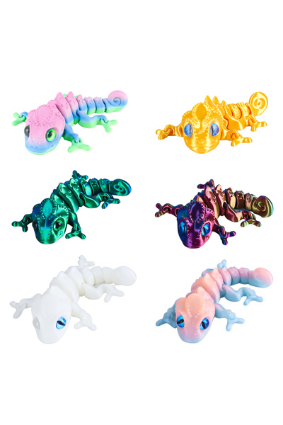 Choice8 One Size 6pcs 3D Printed Chameleon Lizard Toy - Articulated Flexible ...