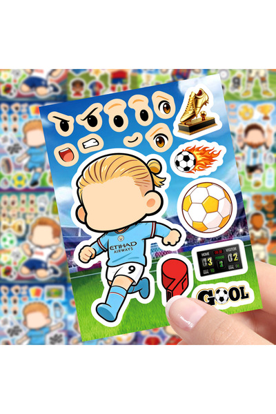 Choice1 8pcs x2 8/16 Pcs Cartoon Little Soccer Player Make A Face Stickers, E...
