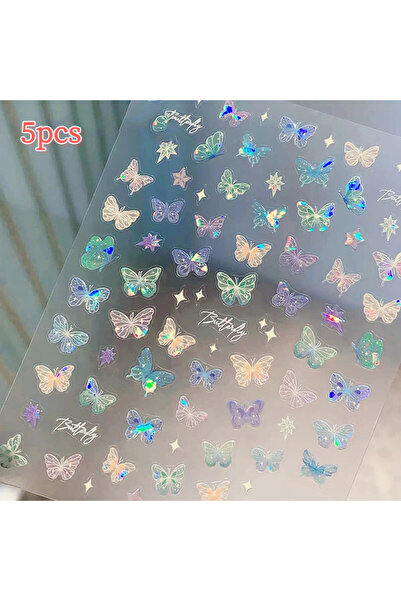 Choice1 5 pcs 1/5sheets Fashion Butterfly Wing Streamer Laser Stickers Advanc...