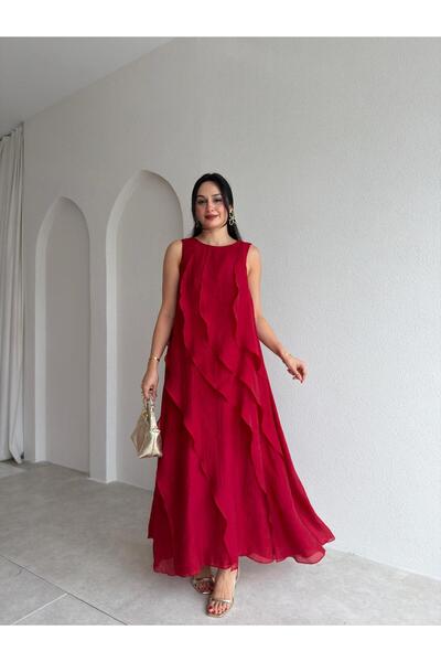 Mooi Butik فستان ALDUO ماكسي 5641 - أحمر