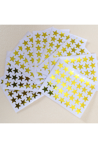 Choice GOLD 10 Multi-Colored Five-Pointed Star Stickers, Gold and Silver Colo...