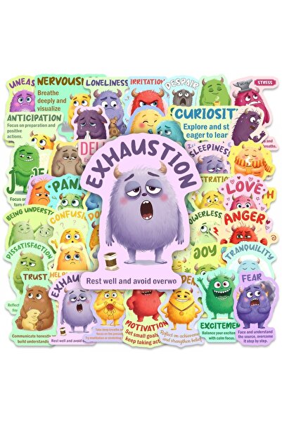 Choice 50pcs x2 50/100 Pcs Feeling Monster Stickers, Mental Health Theme, DIY...