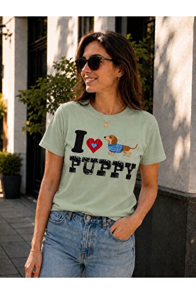 3S MODA تي شيرت نسائي أساسي مطبوع رقميًا من Puppy