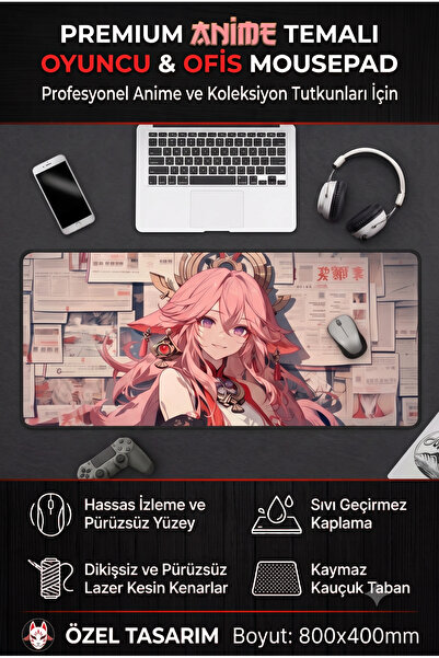 RUGELLA home Anime Temalı Mouse Pad Büyük Boy Gaming Oyuncu uyumlu XXl 80x40 Cm