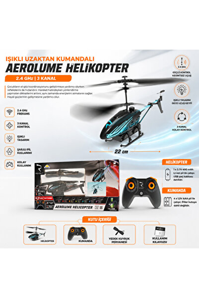 Sunman R C HELİKOPTER AEROLUME ÇİFT PERVANE IŞIKLI ŞARJLI 3 7V