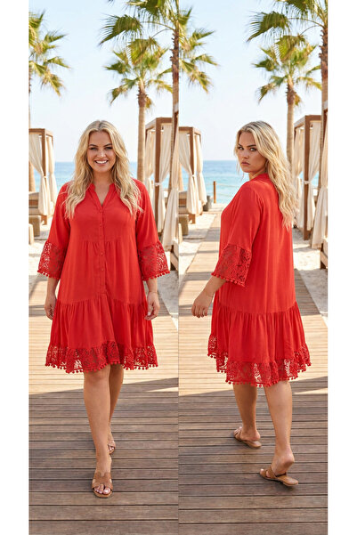 bohostyle.ro Φόρεμα plus size - Κόκκινο - Midi