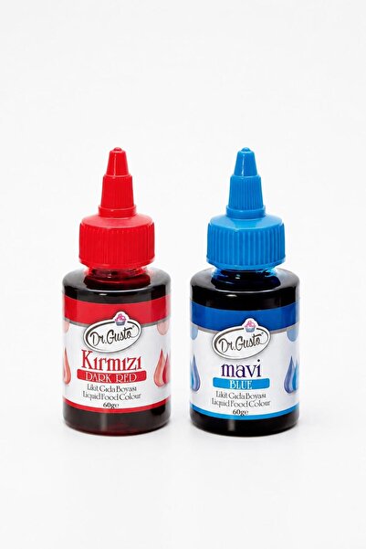 Dr. Gusto Su Bazlı Likit Gıda Boyası (60gr renkler) Kırmızı+Mavi 2'li Set