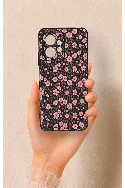 Vip Case Redmi Note 12 4G Uyumlu Mini Pembe Çiçek Desenli Silikon Kılıf