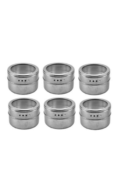 ANTBRO Set de 6 recipiente metalice cu magnet pentru condimente 4x6 cm