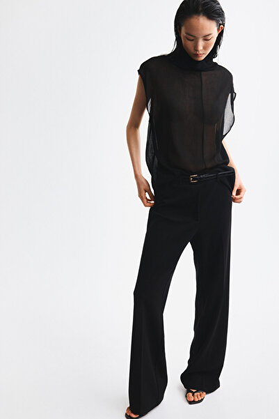 H&M Kemerli Düz Paça Pantolon