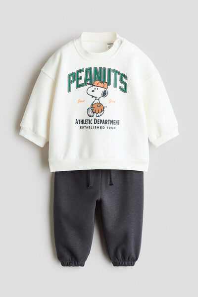 H&M 2 Parçalı Baskılı Sweatshirt Set