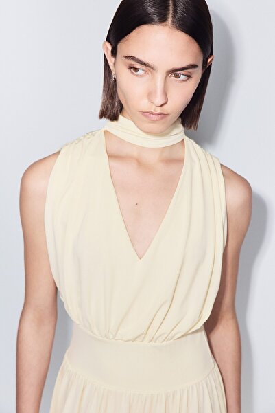 H&M Drapeli Midi Elbise