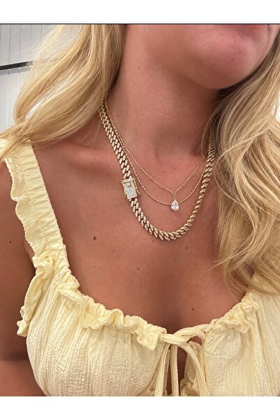 GLARE JEWELRY CO Monaco Chain Model Stone-Embellished Luxury Gourmet Necklace...