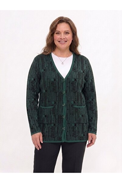 onno style women Patterned Classic Knit Buttoned Jacket