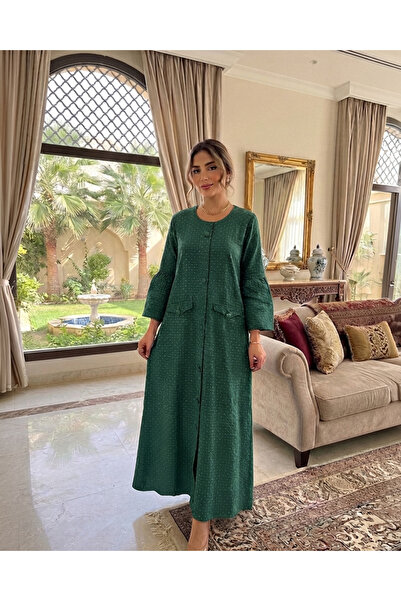 Generic Brand جلابية نسائية بأزرار أمامية وجيوب وقصة مستقيمة