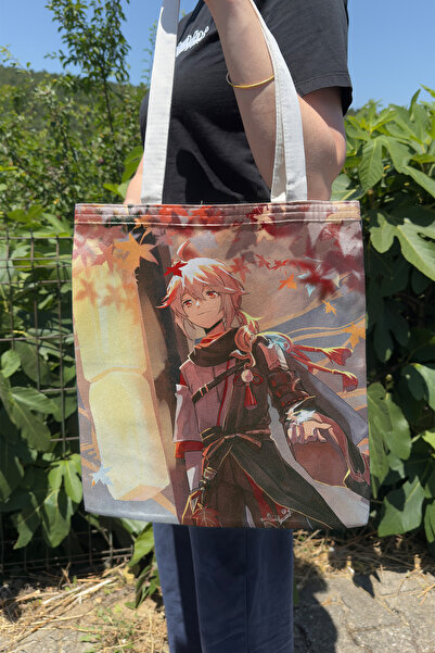 ZipZap Kazuha Genshin Impact V3 Double-Sided Canvas Print Tote Bag Anime Bag