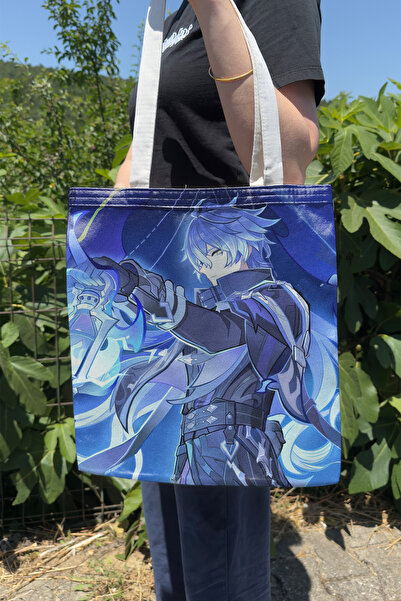 ZipZap Flins Genshin Impact V1 Double Sided Canvas Print Tote Bag Anime Bag