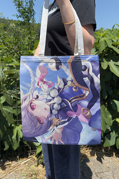 ZipZap Qiqi Genshin Impact V4 Double-Sided Canvas Print Tote Bag Anime Bag