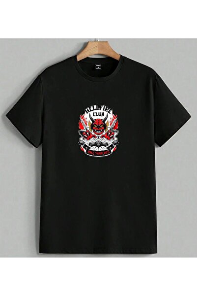 ELFERA Hellfire Club Satan Print T-shirt majica unisex oversize crna
