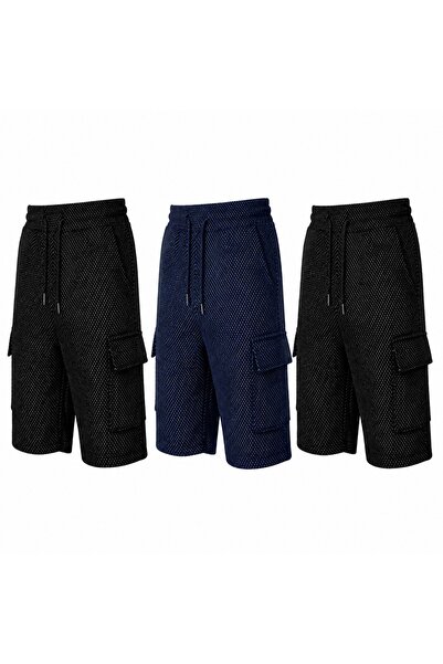 SURMARİ Set de 3 pantaloni scurți unisex, confortabili, cu buzunare cargo și ...