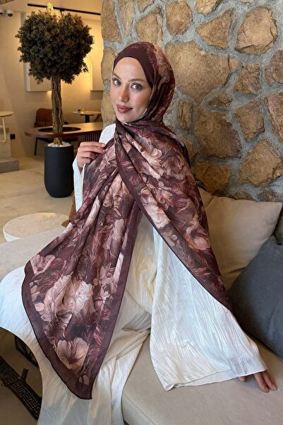 lamelif Vintage Flower Pattern Bamboo Shawl Brown
