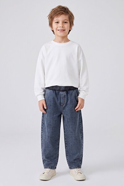 Dmb Boy's Baggy Fit Denim Trousers with Elastic Waist