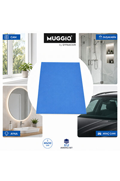 Muggio 40x50 Mikrofiber Cam Bezi, Cam Silme Bezi İz Tüy Hav Bırakmaz Ayna Parlatma Bezi 5 Adet