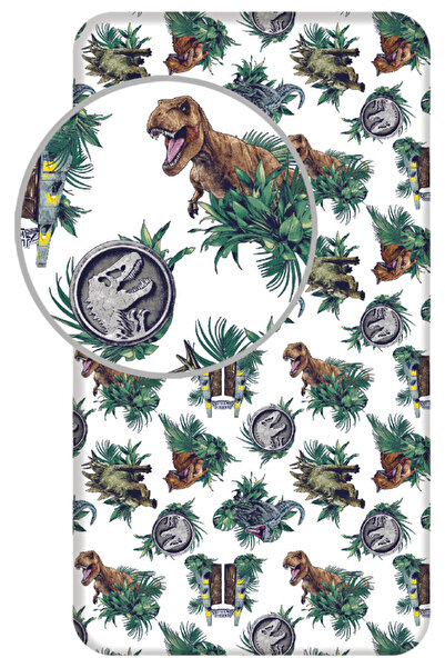 JURASSIC WORLD Dino Kingdom cearșaf cu elastic 90x200 cm