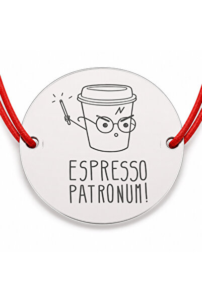 Simoshop Brățară argint 925 Espresso Patronum, șnur reglabil — cadou amuzant