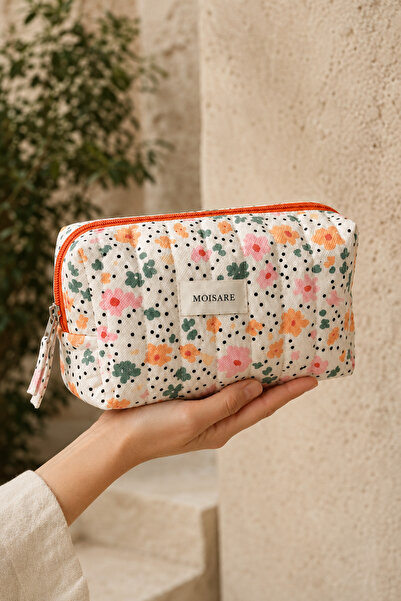 MOISARE Makeup Bag Quilted Organizer - Travel Cosmetic Organizer Zippered Mul...