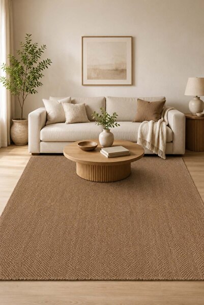 Oriente Home Velora Kahve Hasır Dokuma Jüt Kaymaz Taban Sisal Kilim Yıkanabilir Mutfak Halı 1901