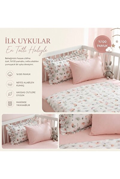 Kelebek Düşleri %100 Pamuk Bebek Nevresim Takımı 80x120 park beşik