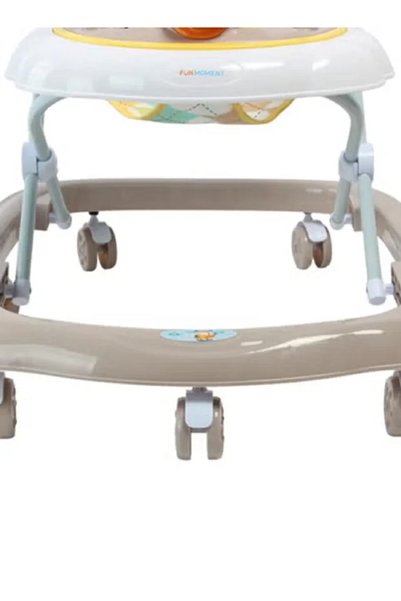 Fun Moment Foldable Baby Walker with Adjustable Height, 6-18 Months, Brown