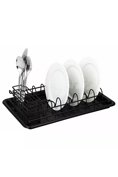 King Dish drainer stand with tray, steel, plastic, 38 x 24.5 x 9.5 cm, black,...