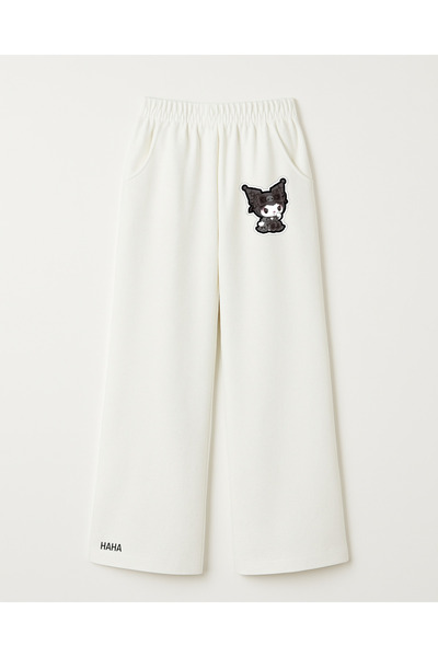 haha Kuromi Printed Wide Leg Sweatpants for Girls