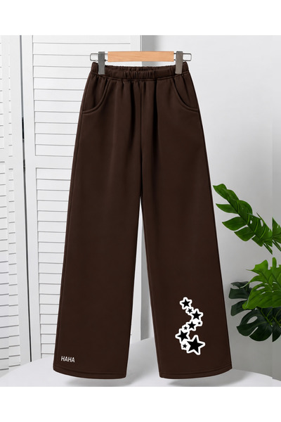haha Stars Printed Wide Leg Sweatpants for Girls