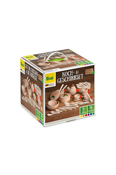 Erzi Set de gătit cu ustensile din lemn pentru copii