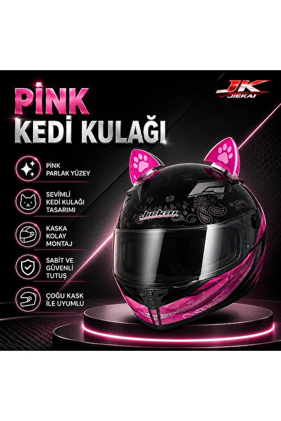 JİEKAİ KASK ÜSTÜ KEDİ KULAĞI AKSESUARI (PİNK-WHİTE)