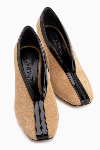 Limoya Conny Mustard Suede Blunt Toe Women's Heeled Shoes