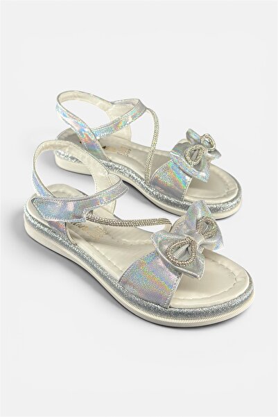 İzmir BDK Butik Velcro Girls' Sandals with Bow Detail