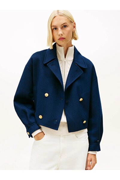 Tommy Hilfiger Th Ww0ww47759 Df Wool Gold Button Peacoat Kadın Ceket