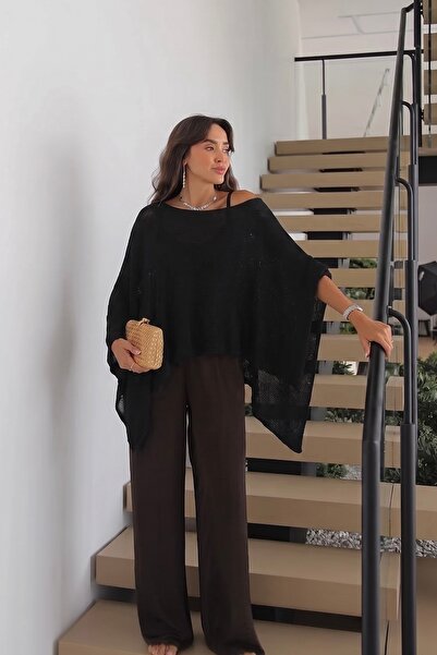Noi Belis Kayık Yaka Oversize Cape Knitwear Blouse Ss26Bz0197