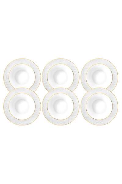 WILMAX ENGLAND Set 6x farfurii adânci WILMAX DIAMOND, porțelan, Alb cu margin...