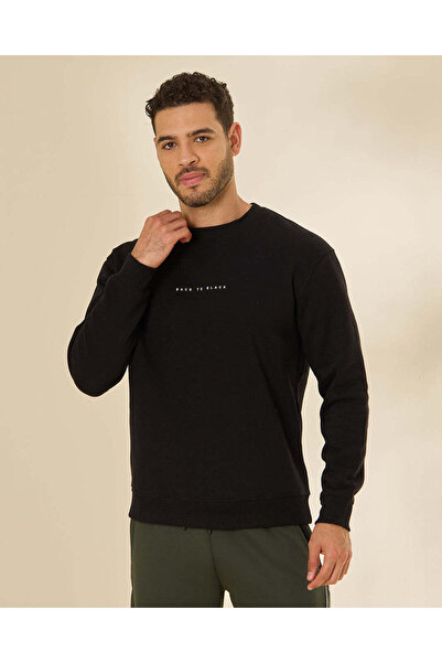 REDTAG سويت شيرت رجالي أسود مطبوع