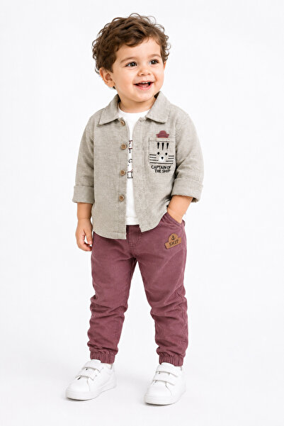 Generic Boys' Set 3 Pieces Shirt and T-Shirt and Casual Pants