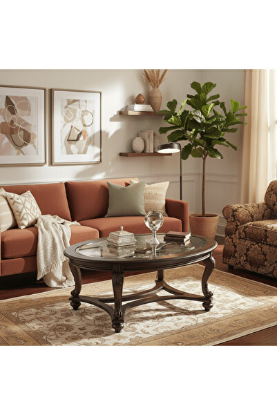 Ashley Furniture طاولة كوكتيل بيضاوية الشكل من ثلمشور