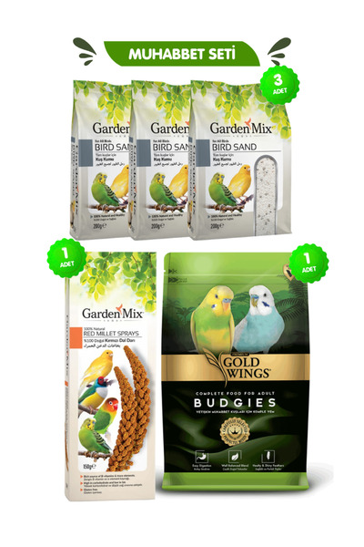 Gold Wings Beşli Set: Muhabbet Yemi 1 Kg + Gardenmix Kızıl Dal Darı + 3 Adet ...