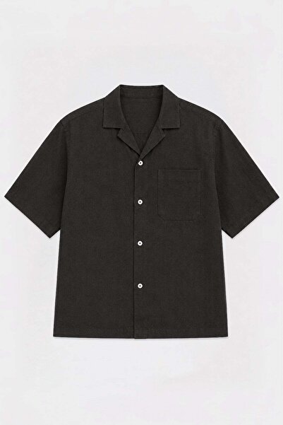 Antioch Dark Brown Lyocell Blended Short Sleeve Men's Shirt
