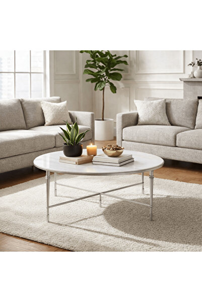 UTTERMOST ROSHN 102 W x 43 H x 102 D Silver Round Coffee Table